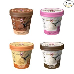 Puppy Scoops Dog Ice Cream Mix - Powder Mix with Ice Cream Cup and Reusable Lid, Variety Pack of 4, 4.65 oz Made in USA
