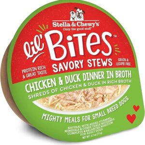 Stella & Chewy's Lil Bites Savory Stews for Small Breeds Chicken & Duck Dinner in Broth, 2.7 Ounce (Pack of 12)