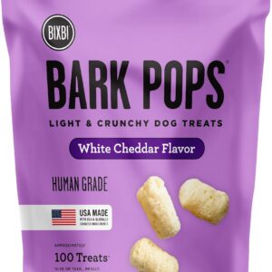 BIXBI Bark Pops, White Cheddar (4 oz, 1 Pouch) - Crunchy Small Training Treats for Dogs