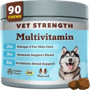 Natural Dog Company Vet Strength Multivitamin Chews for Dogs 90ct, with Glucosamine, Omega-3 & Biotin for Dogs, Skin & Coat Health, Digestive Health, Immune Support Supplement, Advanced Formula
