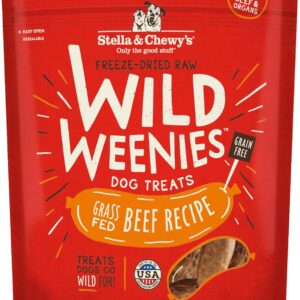 Stella & Chewy's Freeze-Dried Raw Wild Weenies Dog Treats –Grass-Fed Beef Recipe – 3.25 oz Bag
