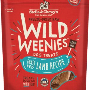 Stella & Chewy's Freeze-Dried Raw Wild Weenies Dog Treats - All-Natural Grass-Fed Lamb Recipe with 97% Meat & Organs - USA Made - 3.25 oz Bag