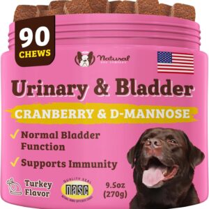 Natural Dog Company Cranberry Supplement for Dogs - Urinary & Bladder Support - Promotes Bladder Health - Turkey Flavor- 90 Soft Chews