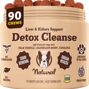 Natural Dog Company Stinky Liver & Kidney Supplement Chews, Complete Detox Cleanse & Major Organ Support, Advanced Liver and Kidney Health Support for Dogs, Enhances Digestion and Immunity 90 Chews