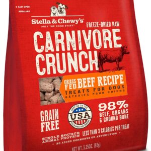 Stella & Chewy's Freeze-Dried Raw Carnivore Crunch Grass-Fed Beef Recipe Dog Treats – 3.25 oz. Bag