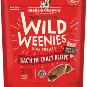Stella & Chewy's Freeze-Dried Raw Wild Weenies Dog Treats - All-Natural Bacon Recipe - USA Made - 3 oz Bag