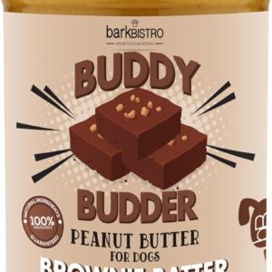 BUDDY BUDDER Brownie Batter, 100% Natural Peanut Butter, Healthy Dog Treats, Stuff in Toy, Pill Pocket, Made in USA, 17 oz Jars