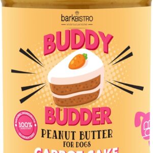 BUDDY BUDDER Carrot Cake, 100% Natural Healthy Peanut Butter Dog Treats, Stuff in Toy, Dog Pill Pocket, Made in USA, (17 oz Jars)